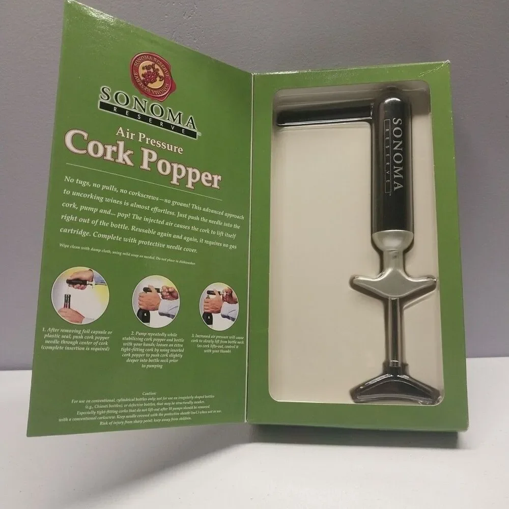 2003 Sonoma Reserve Air Pressure Cork Popper Wine Bottle Opener New In Box